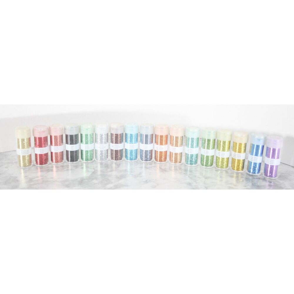 Lot of 18 Martha Stewart Crafts Glitter Shaker Bottles - Multi-Color Assortment